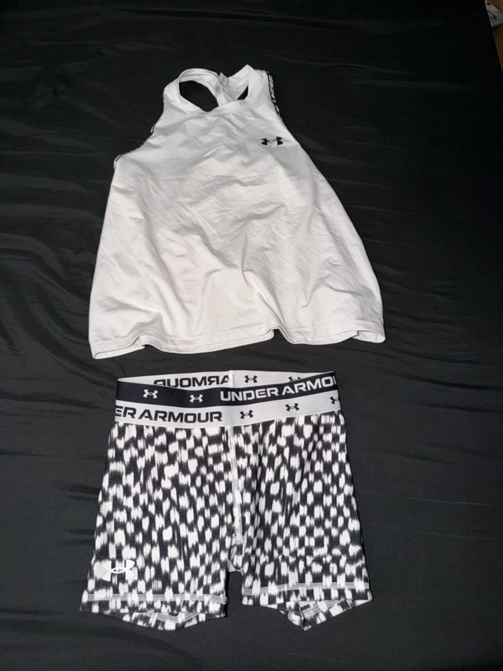 Under Armour White Racerback Sports Bra with Black Logo Trim